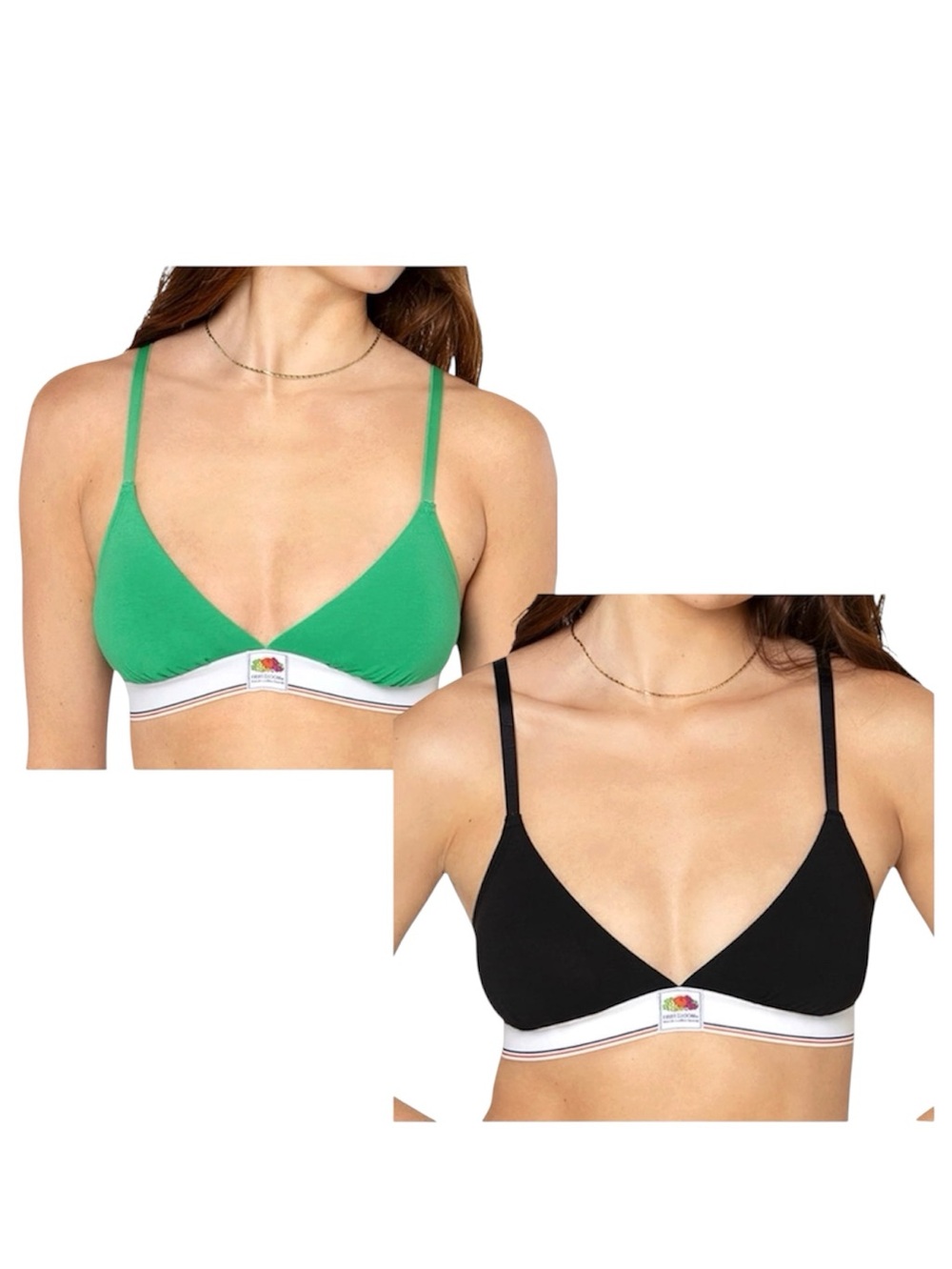 2-Pack Fresh Collection by Fruit of the Loom Women Cotton Triangle Bralettes XS